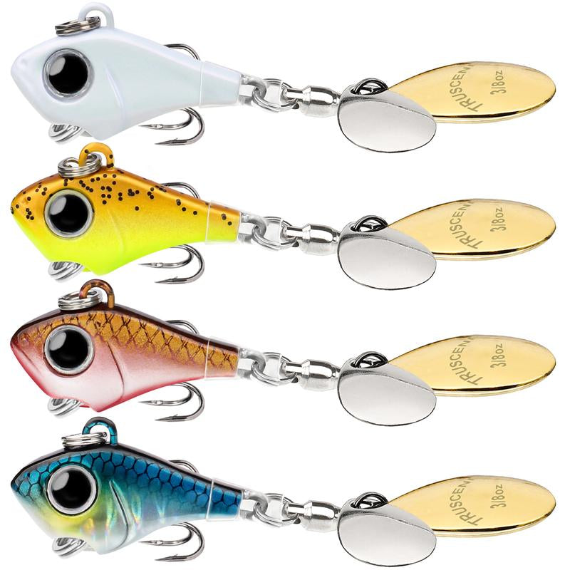TRUSCEND Ultimate Search Bait with Vibrating Swimming Flashing and Jigging Action, Easy Catch Fishing Lures for All Levels & Species, Long Cast Dual-Blade Jig Spinners, Vibespinner with BKK Sharp Hook