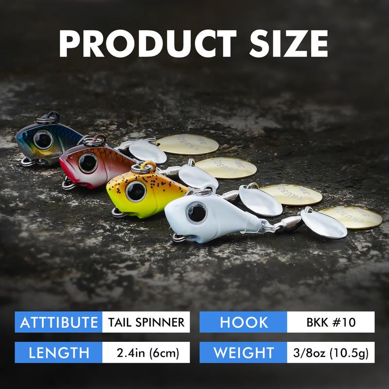 TRUSCEND Ultimate Search Bait with Vibrating Swimming Flashing and Jigging Action, Easy Catch Fishing Lures for All Levels & Species, Long Cast Dual-Blade Jig Spinners, Vibespinner with BKK Sharp Hook