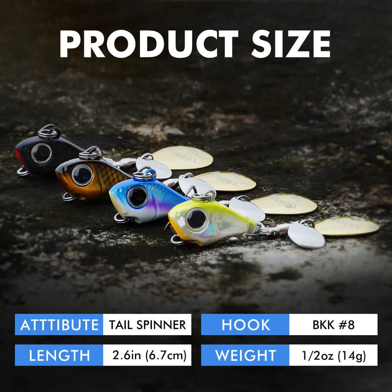 TRUSCEND Ultimate Search Bait with Vibrating Swimming Flashing and Jigging Action, Easy Catch Fishing Lures for All Levels & Species, Long Cast Dual-Blade Jig Spinners, Vibespinner with BKK Sharp Hook